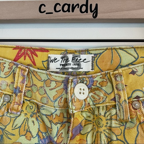 NWT Free People Alani Printed Cutoff Shorts Yellow - Picture 3 of 5